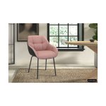 Eetkamerstoel 'Sem' Stof Roze Rug PU Donkergrijs, Poten metaal en bekleding 100% polyester + PU
