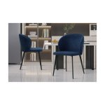 Eetkamerstoel 'Toledo' Stof Blauw, Poten metaal en bekleding stof