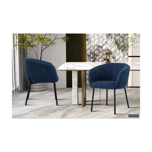 Eetkamerstoel 'Sevilla' Stof Blauw, Poten metaal en bekleding stof