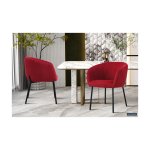 Eetkamerstoel 'Sevilla' Stof Rood, Poten metaal en bekleding stof