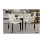 Eetkamerstoel 'Bilbao' Stof Beige, Poten metaal en bekleding stof