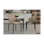 Eetkamerstoel 'Bilbao' Stof Zand, Poten metaal en bekleding stof