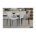 Eetkamerstoel 'Bilbao' Stof Lichtgrijs, Poten metaal en bekleding stof