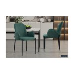Eetkamerstoel 'Bilbao' Stof Groen, Poten metaal en bekleding stof