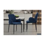 Eetkamerstoel 'Bilbao' Stof Blauw, Poten metaal en bekleding stof