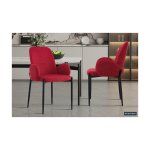 Eetkamerstoel 'Bilbao' Stof Rood, Poten metaal en bekleding stof