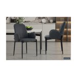 Eetkamerstoel 'Bilbao' Stof Donkergrijs, Poten metaal en bekleding stof