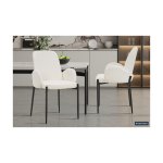 Eetkamerstoel 'Bilbao' Wit, Poten metaal en bekleding