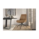 Eetkamerstoel 'Avila' Draaibaar Stof Lichtbruin, Poten metaal en bekleding stof