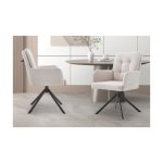 Eetkamerstoel 'Granada' Beige, Poten metaal en bekleding Stof