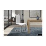 Eetkamerstoel 'Sofia' PU Wit, Poten metaal verchroomd en bekleding PU