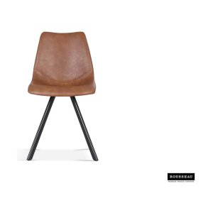 Eetkamerstoel 'Emma' PU Cognac, Poten metaal en bekleding PU vintage