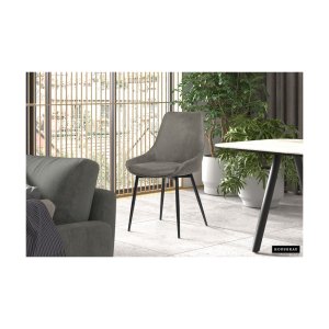 Eetkamerstoel 'Mirano' Micro fiber PU Grijs, Poten metaal en bekleding microfiber