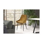 Eetkamerstoel 'Mirano' Fluweel Goud, Poten metaal en bekleding fluweel