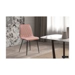 Eetkamerstoel 'Maletto' Fluweel Roze, Poten metaal en bekleding velours