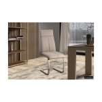 Eetkamerstoel 'Elio' PU Capuccino, Poten metaal verchroomd en bekleding PU