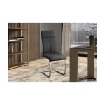 Eetkamerstoel 'Elio' PU Zwart, Poten metaal verchroomd en bekleding PU