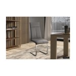 Eetkamerstoel 'Elio' PU Grijs, Poten metaal verchroomd en bekleding PU