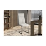 Eetkamerstoel 'Elio' PU Wit, Poten metaal verchroomd en bekleding PU