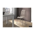 Eetkamerstoel 'Merlino' PU Capuccino, Poten metaal verchroomd en bekleding PU