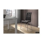 Eetkamerstoel 'Merlino' PU Zwart, Poten metaal verchroomd en bekleding PU