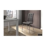 Eetkamerstoel 'Merlino' PU Grijs, Poten metaal verchroomd en bekleding PU