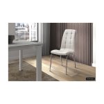 Eetkamerstoel 'Merlino' PU Wit, Poten metaal verchroomd en bekleding PU