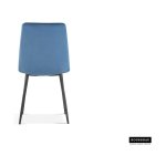 Eetkamerstoel 'Willis' Fluweel Blauw, Poten metaal en bekleding velours