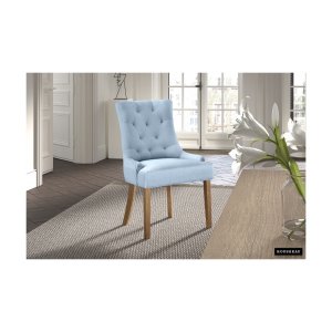 Eetkamerstoel 'Fancy' Stof Blauw, Poten exotisch hout en bekleding 100% polyester