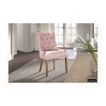Eetkamerstoel 'Fancy' Stof Roze, Poten exotisch hout en bekleding 100% polyester