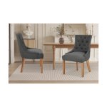 Eetkamerstoel 'Fancy' Stof Antraciet, Poten exotisch hout en bekleding 100% polyester