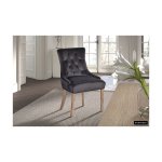 Eetkamerstoel 'Bristol' Fluweel Grijs, poten antiek geborsteld, Poten exotisch hout en bekleding 100% polyester