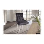 Eetkamerstoel 'Bristol' Fluweel Grijs, poten wit, Poten exotisch hout en bekleding 100% polyester