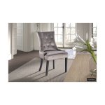 Eetkamerstoel 'Bristol' Fluweel Beige, poten donker, Poten exotisch hout en bekleding 100% polyester