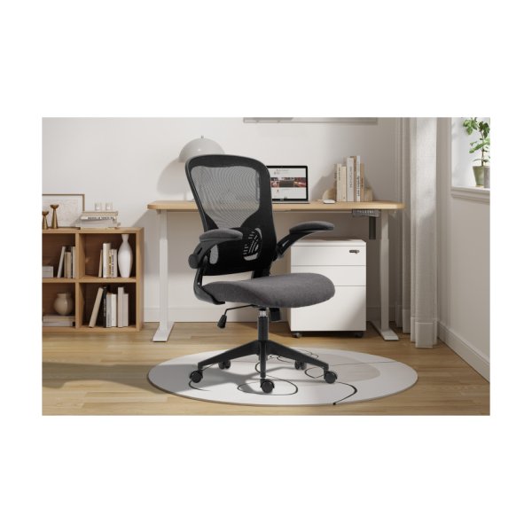 Gamingstoel, Bureautafelstoel, 'Marcos' Mesh Zwart/Grijs, Poten metaal en plastiek, bekleding 100% polyester