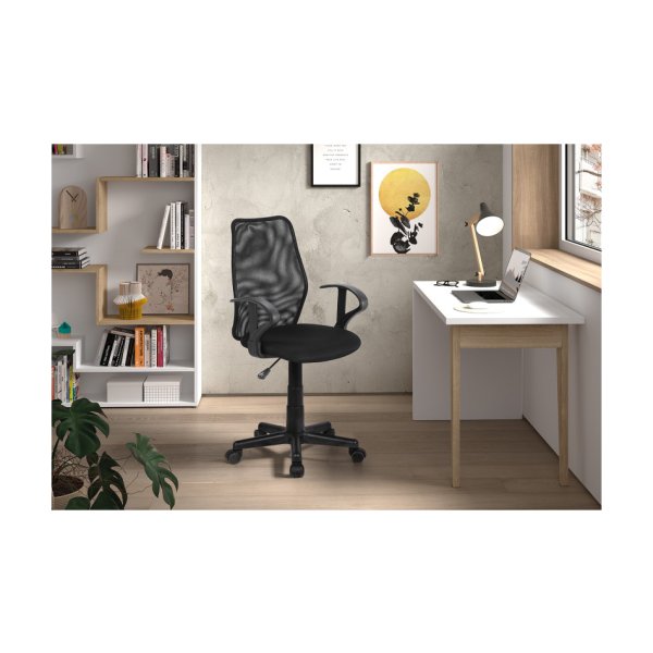 Gamingstoel, Bureautafelstoel, 'Job' Mesh Zwart, Poten metaal en plastiek ,bekleding 100% polyester,