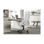 Gamingstoel, Bureautafelstoel, 'Kennedy' PU Wit, Poten metaal en plastiek, bekleding PU