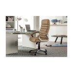 Gamingstoel, Bureautafelstoel, 'Kennedy' PU Taupe, Poten metaal en plastiek, bekleding PU