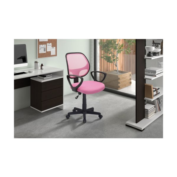 Gamingstoel, Bureautafelstoel, 'Hippa' Mesh Roze, Poten metaal en plastiek, bekleding 100% polyester