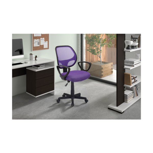Gamingstoel, Bureautafelstoel, 'Hippa' Mesh Paars, Poten metaal en plastiek, bekleding 100% polyester