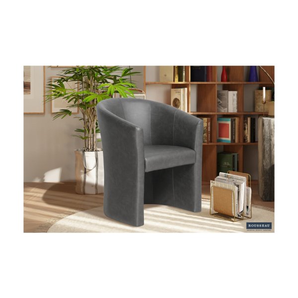 Kuipstoel 'Charlie' Vintage PU Donkergrijs, Structuur spaanderplaat en bekleding PU