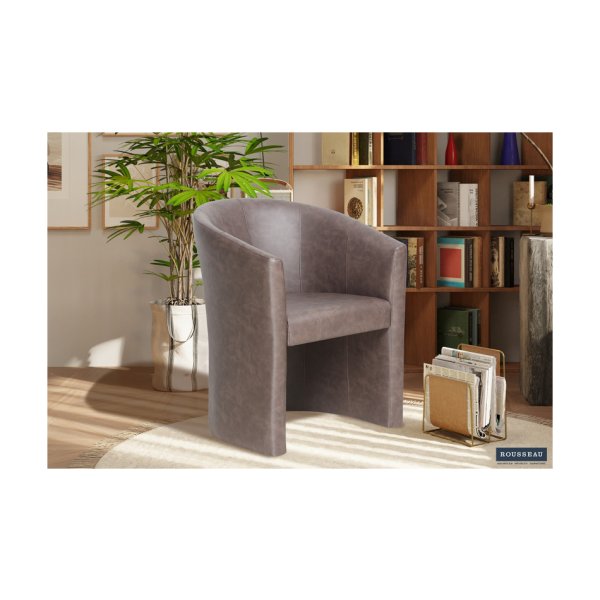 Kuipstoel 'Charlie' Vintage PU Donkerbruin, Structuur spaanderplaat en bekleding PU