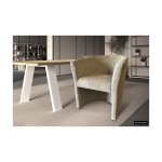 Kuipstoel 'Charlie' Teddy stof Zand, Structuur spaanderplaat en bekleding polyester