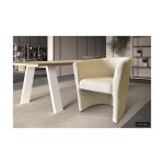 Kuipstoel 'Charlie' Teddy stof Ecru, Structuur spaanderplaat en bekleding polyester