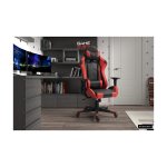 Gamingstoel, Bureautafelstoel, 'Eric' PU Rood/zwart, Poten metaal en plastiek, bekleding PU