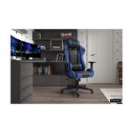 Gamingstoel, Bureautafelstoel,, 'Eric' PU Blauw/zwart, Poten metaal en plastiek, bekleding PU