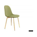 Eetkamerstoel 'Echo' Velours Groen, Poten metaal, stof