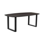 Eettafel 'Isabella' 200 cm U-Poot Ovaal Mangolia Zwart, Structuur metaal, blad exotisch hout mangolia, - Top 45 mm