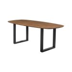 Eettafel 'Isabella' 200 cm U-Poot Ovaal Mangolia, Structuur metaal, blad exotisch hout mangolia, - Top 45 mm