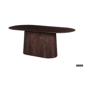 Eettafel 'Miguel' 200 cm Ovaal Donkerbruin, Structuur en blad massief hout Mangolia